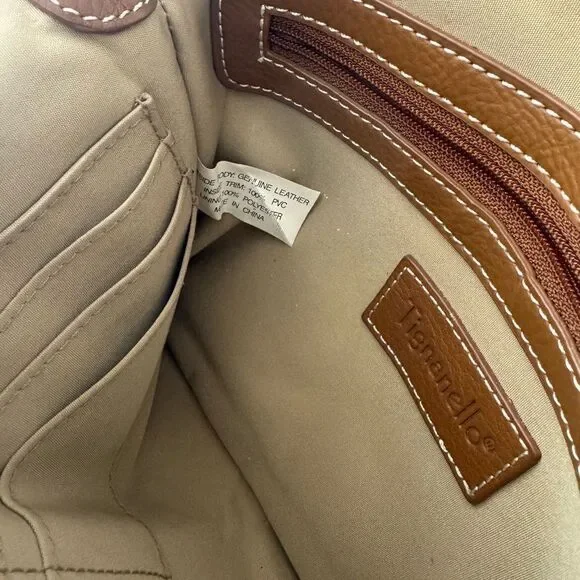 Tignanello Genuine Brown Leather Crossbody Travel Casual Shoulder Bag Versatile - Picture 4 of 13